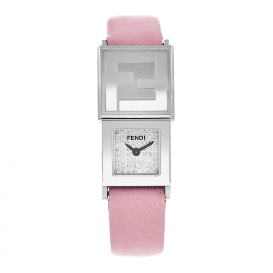 アナログ腕時計 Fendi Stainless steel and pink nylon Fendimania Baguette wat FENDI Stainless Steel Calfskin Diamond Pave 18mm Quartz