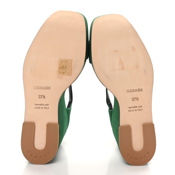 HERMES Suede Goatskin Hilda 80 Sandals 37.5 Vert Electrique