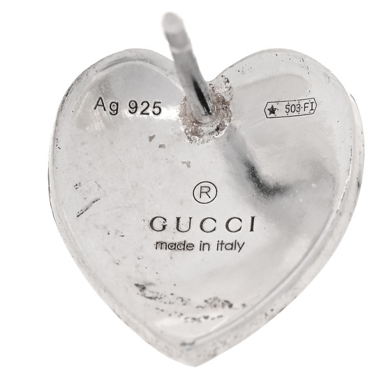 GUCCI★素敵！Silver INTERLOCKING G Blue HEART earrings GUCCI Sterling Silver Enamel Interlocking G Heart Stud