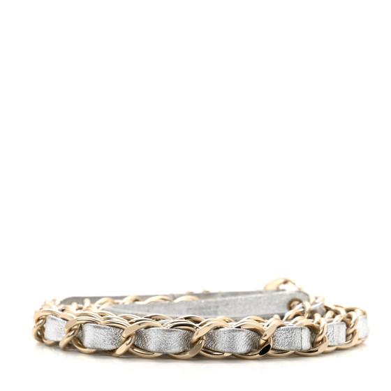 【超レア！】CHANEL レザー ベルト CCロゴ 80/32 CHANEL Metallic Calfskin Metal CC Chain Belt 80 32 Silver