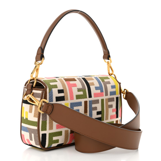 FENDI Canvas Ricamo Vitello King FF Multicolor Embroidered