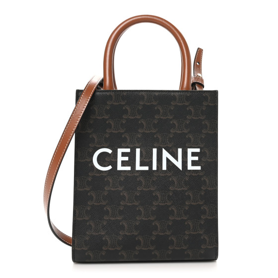 送料関税込◇CELINE Vertical cabas スモール バッグ CELINE Triomphe Canvas Calfskin Mini Vertical Cabas Tan