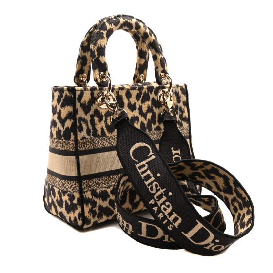CHRISTIAN DIOR Canvas Medium Mizza Embroidered Lady D-Lite