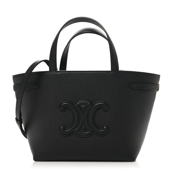 CELINE Grained Calfskin Triomphe Mini Cabas Anais Black