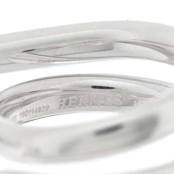 HERMES Sterling Silver MM Vertige Coeur Double Ring 49 4.75