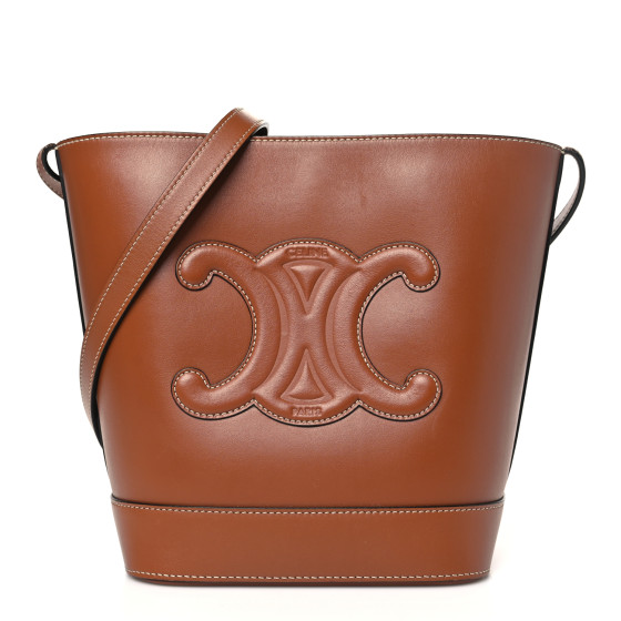 【CELINE】TRIOMPHE SMALL BUCKET BAG CELINE Smooth Calfskin Small Cuir Triomphe Bucket Bag Tan