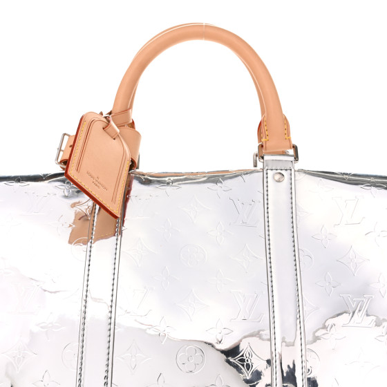 LOUIS VUITTON Monogram Mirror Keepall Bandouliere 50 Silver