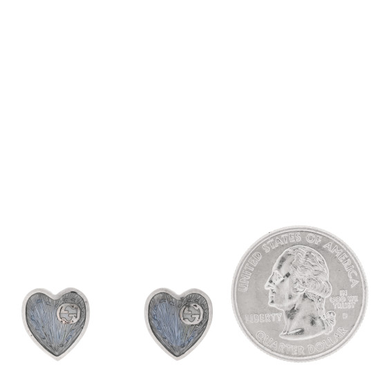 GUCCI★素敵！Silver INTERLOCKING G Blue HEART earrings GUCCI Sterling Silver Enamel Interlocking G Heart Stud