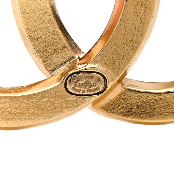 CHANEL Baguette Crystal CC Brooch Gold Pink 1652855