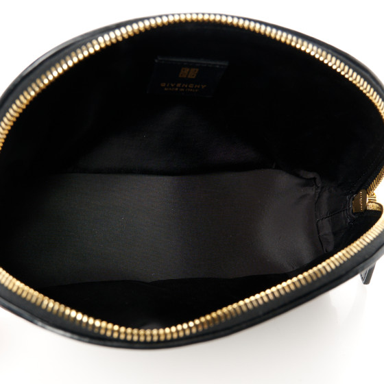 【美品】Givenchy ロゴ ポーチ GIVENCHY Coated Canvas Logo 4G Embossed Cosmetic Pouch Black