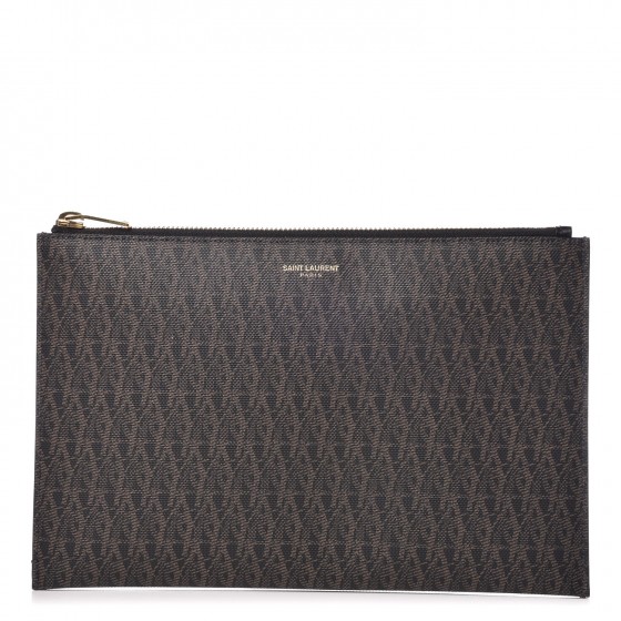 SAINT LAURENT Classic Toile Monogram Pouch Black 338752 | FASHIONPHILE