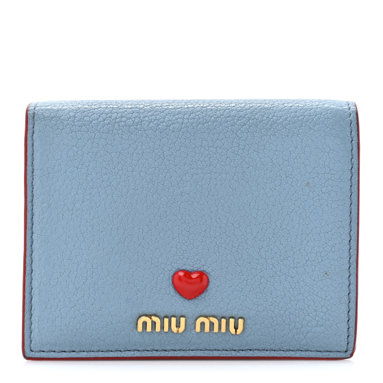 MIU MIU Goatskin Madras Love Wallet Blue Red 1505290