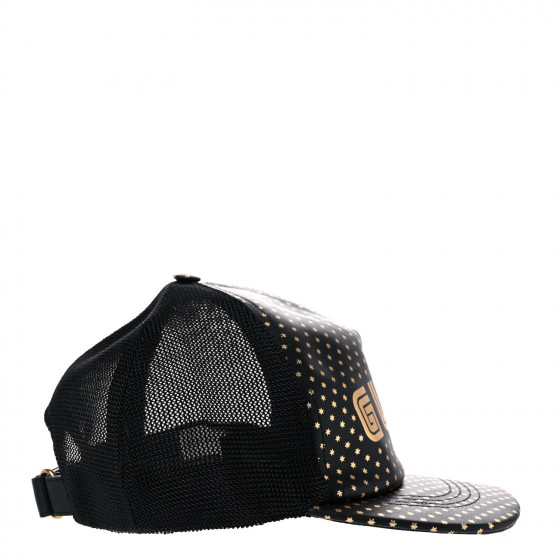 GUCCI X SEGA Calfskin GUCCY Stars Baseball Hat M Black Gold