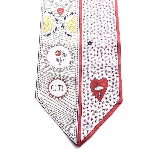 CHRISTIAN DIOR Silk Le Soleil Tarot Mitzah Scarf Off White