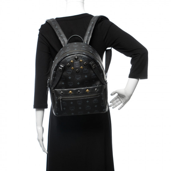 ★ MCM ★ VISETOS TWO-POCKET バックパック MCM Visetos Studded Small Dual Stark Backpack Black 378880
