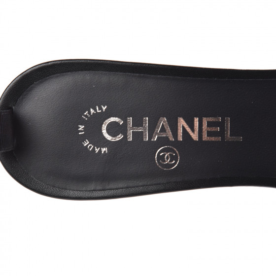 CHANEL PVC Lambskin Logo Mules 39.5 Black 380817 | FASHIONPHILE