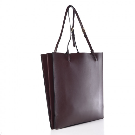 CELINE Smooth Calfskin Triple Shopper Tote Burgundy 379358