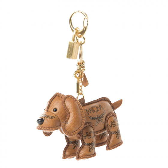 MCM Visetos Dog Key Ring Bag Charm Cognac 605245 | FASHIONPHILE