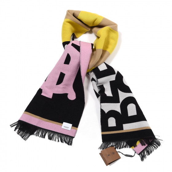 マフラー・ストール BURBERRY WOOL AND SILK SCARF WITH LOGO Burberry Logo wool and silk scarf Burberry