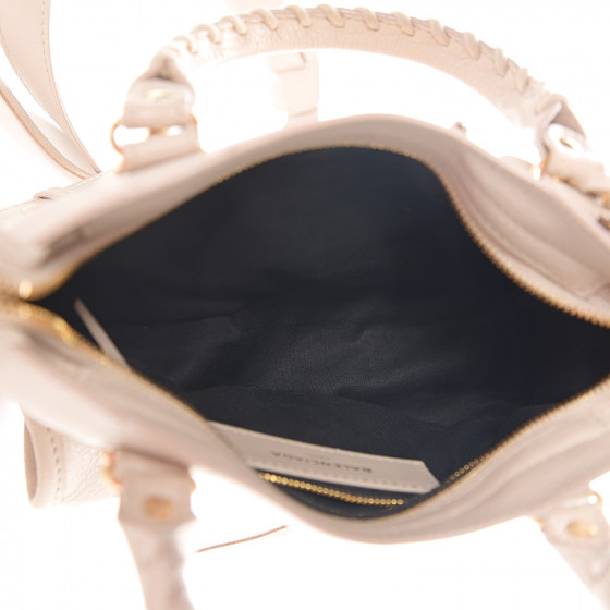 Balenciaga ベージュ ミニシティ　ゴールド BALENCIAGA Shearling Nappa Gold Metallic Edge Hardware Mini
