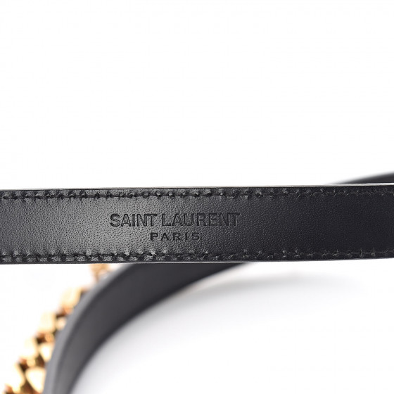 SAINT LAURENT Calfskin Monogram Chain Belt Black 495392