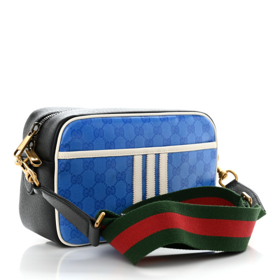 【GUCCI】Logo Pattern Fabric Horizontal Unisex Two-Way Bag Gucci New Blue Logo Leather 2 Way Bag - Vintage Lux
