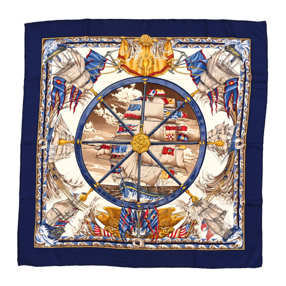 HERMES Silk Vive Le Vent Scarf 90