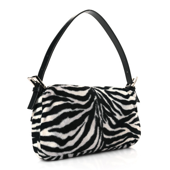 FENDI Zebra Print Baguette Black White 1333340 | FASHIONPHILE