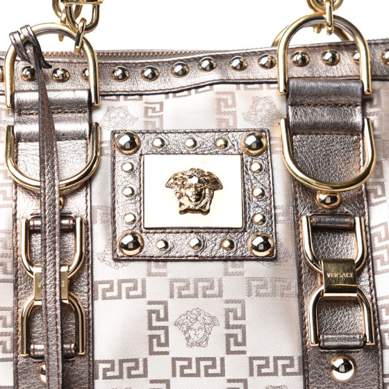 VERSACE Metallic Calfskin Snap Out Of It Bag Bronze 897640