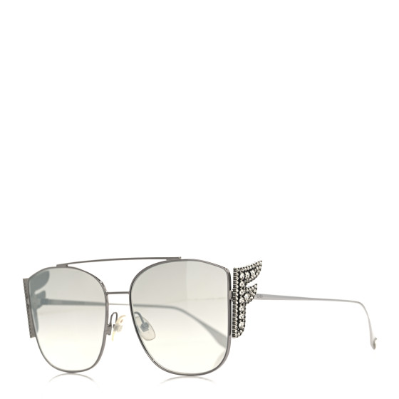 FENDI Metal Crystal Freedom Sunglasses FF 0380/G/S Silver