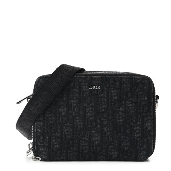 Dior ブラックベルベット ハンドバッグ CHRISTIAN DIOR Oblique Zipped With Strap Pouch Black 1709944