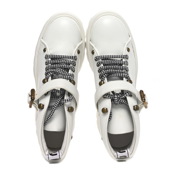 MIU MIU Calfskin Lace Up Ankle Boots 40 White 1693100