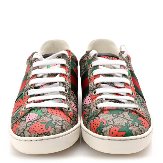 ゆりページ GUCCI GG Supreme Monogram Strawberry Web Womens Ace Sneakers