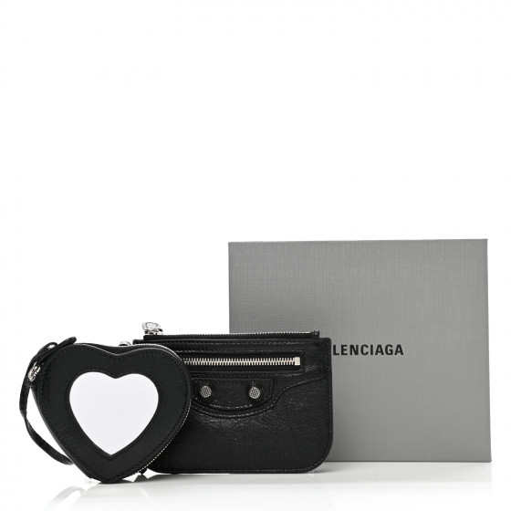 BALENCIAGA Agneau Le Cagole Clip On Card Mirror Black