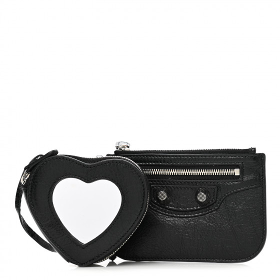 BALENCIAGA Agneau Le Cagole Clip On Card Mirror Black