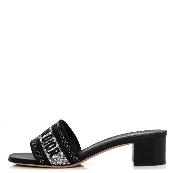★Dior★DWAY ミュール CHRISTIAN DIOR Calfskin Canvas Embroidered Leopard Dway