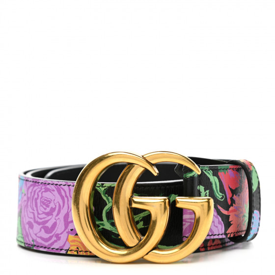 GUCCI X KEN SCOTT Calfskin Double G 40mm Belt 90 36 Black Multicolor