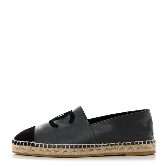 CHANEL Lambskin CC Mens Espadrilles 43 Grey Black 1439407 FASHIONPHILE