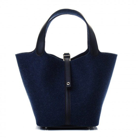 HERMES◆Picotan Lock 22 MM Bleu Nuit ◆ HERMES Feutre Swift Picotin Lock 22 MM Bleu Nuit Black