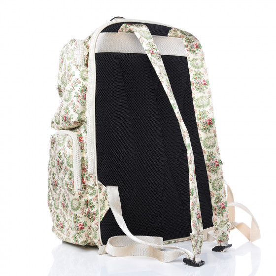 GUCCI X MLB Satin Floral Print NY Yankees Patch Backpack