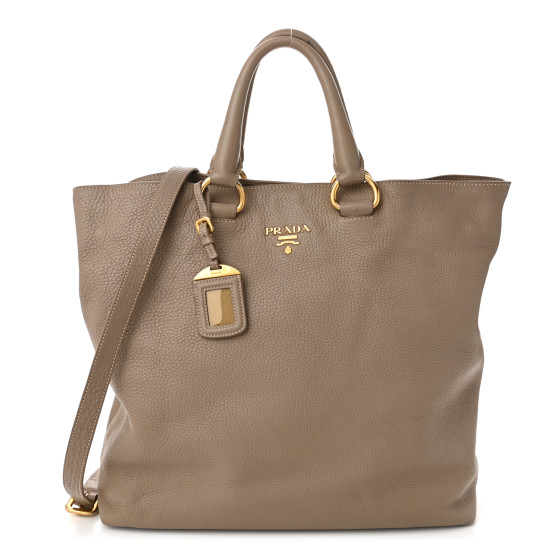 PRADA Vitello Daino Tote Argilla 1669923 | FASHIONPHILE