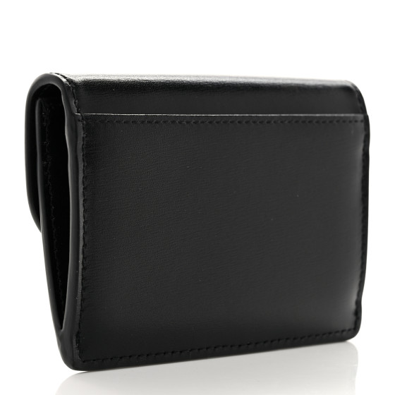 CELINE Shiny Calfskin Triomphe Flap Card Holder Black