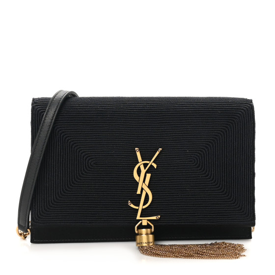 SAINT LAURENT Satin Woven Monogram Kate Tassel Chain Wallet