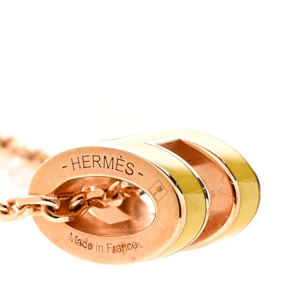 HERMES Lacquered Gold Mini Pop H Pendant Necklace Mimosa