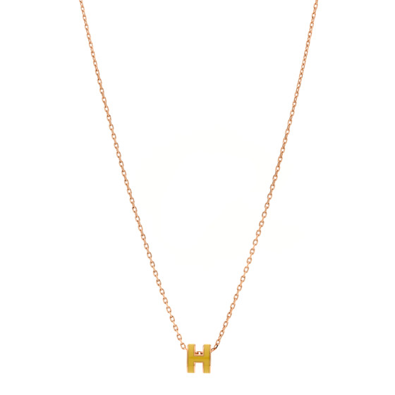 視線集める華やかさ+【HERMES】Mini Pop H ペンダント ゴールド HERMES Lacquered Gold Mini Pop H Pendant Necklace Mimosa