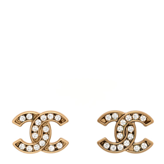 CHANEL Crystal CC Earrings Gold