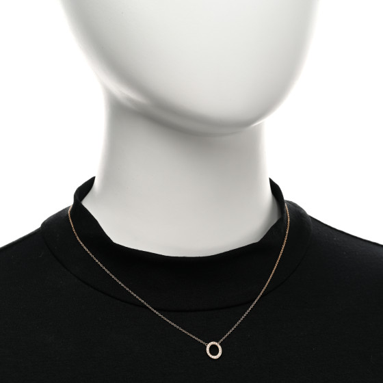 TIFFANY 18K Rose Gold Diamond Letter O Pendant Necklace