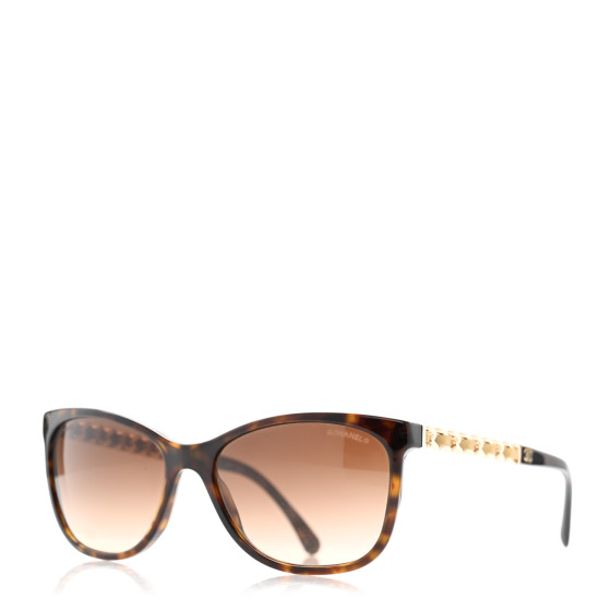 CHANEL トータスシェルサングラス square-sunglasses-blue-gray-