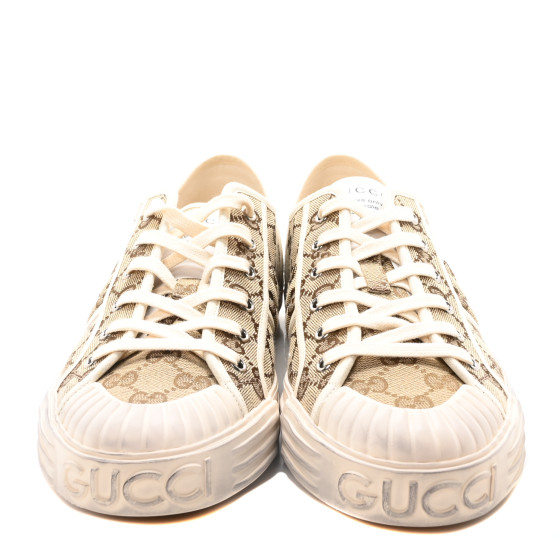 GUCCI GG Monogram Mens Julio Low Top Sneakers 10.5 Beige