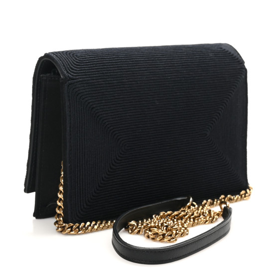 SAINT LAURENT Satin Woven Monogram Kate Tassel Chain Wallet